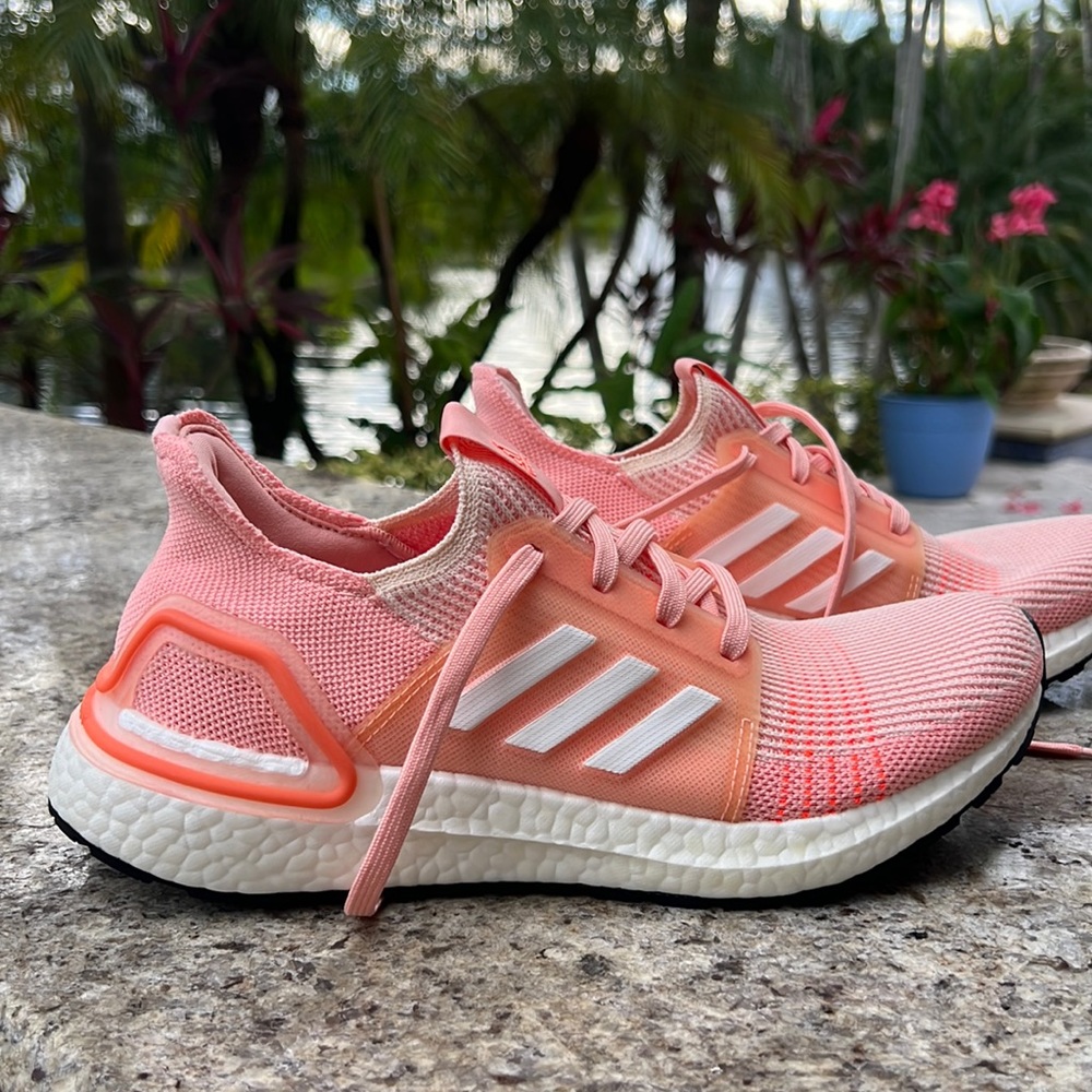 Adidas boost sneakers, peach color, size US7 women’s